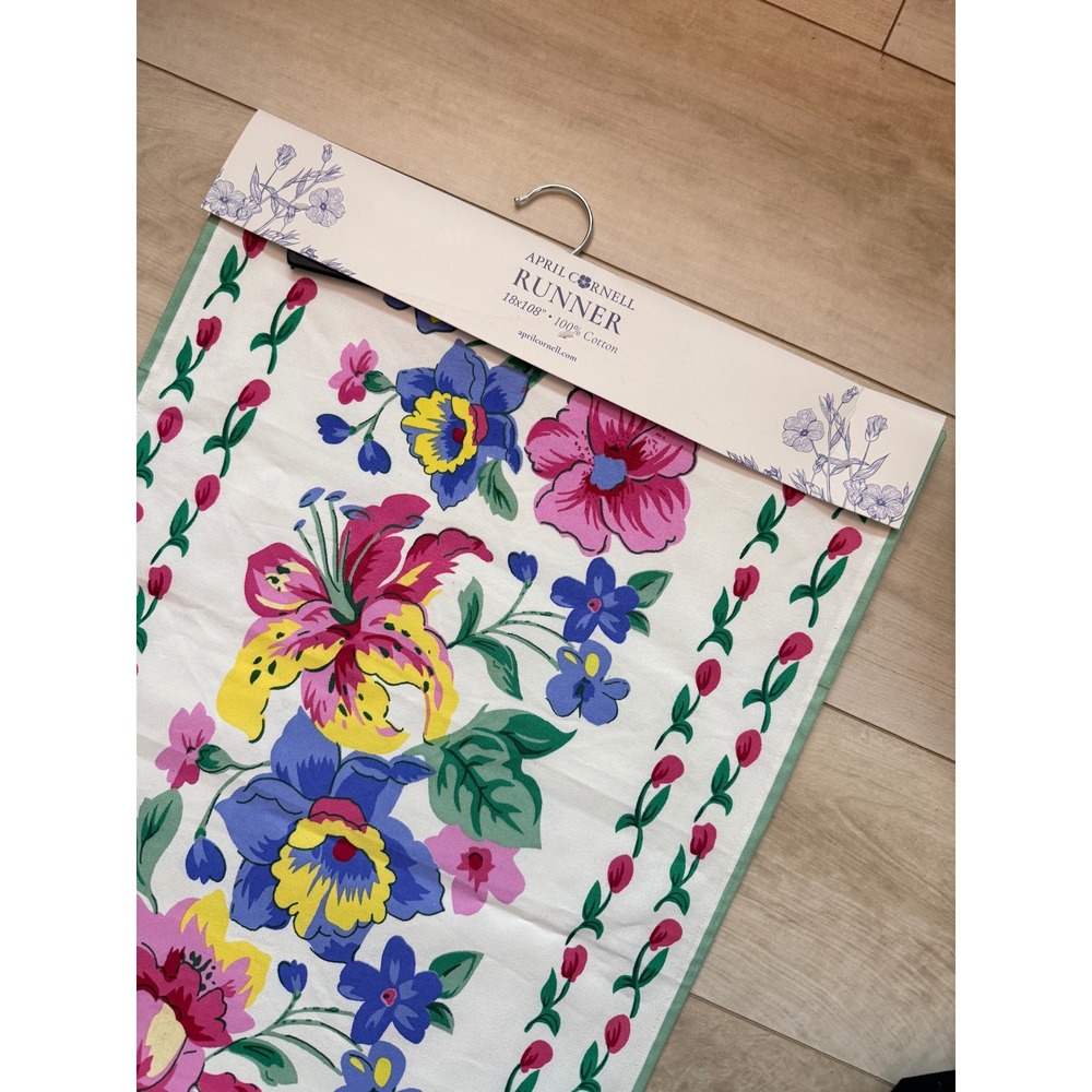 April Cornell Lillianna Floral Table Runner 100% Cotton Cottagecore 18x108 NWT